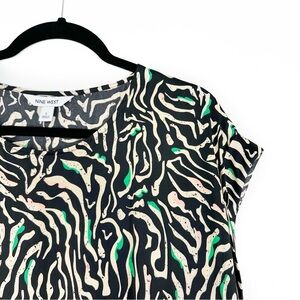 Nine West roll cuff short sleeve blouse